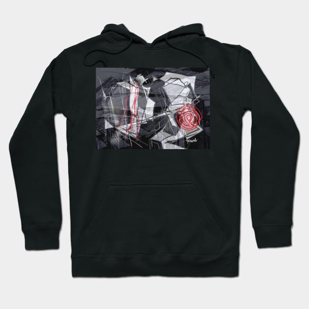 Black and Red abstract Hoodie by sukhpalgrewal